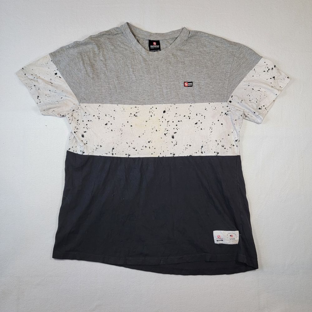 Southpole‎ Men's Colorblock T-Shirt Sz XXL 2XL Gray White Blue SEE DESCRIPTION